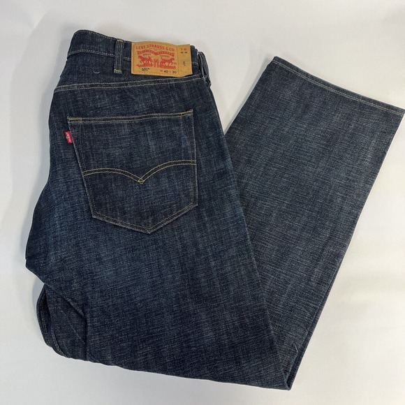 Levis 501 Denim Jeans 40x30 Straight Leg Button Fly Made 1 April 1996 EUC - Picture 1 of 16